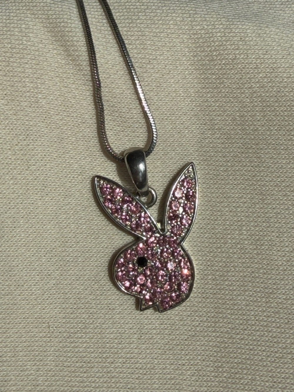 Pink and Silver Playboy Bunny Pendant Necklace - Women Jewelry